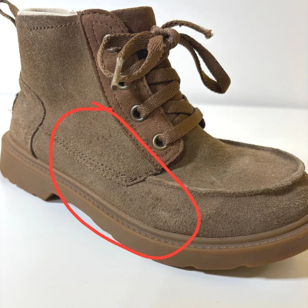 UGG Kids Chelham Moc‎ Toe Clima Moda Suede Lug Sole Boots Size 2 Brown Unisex